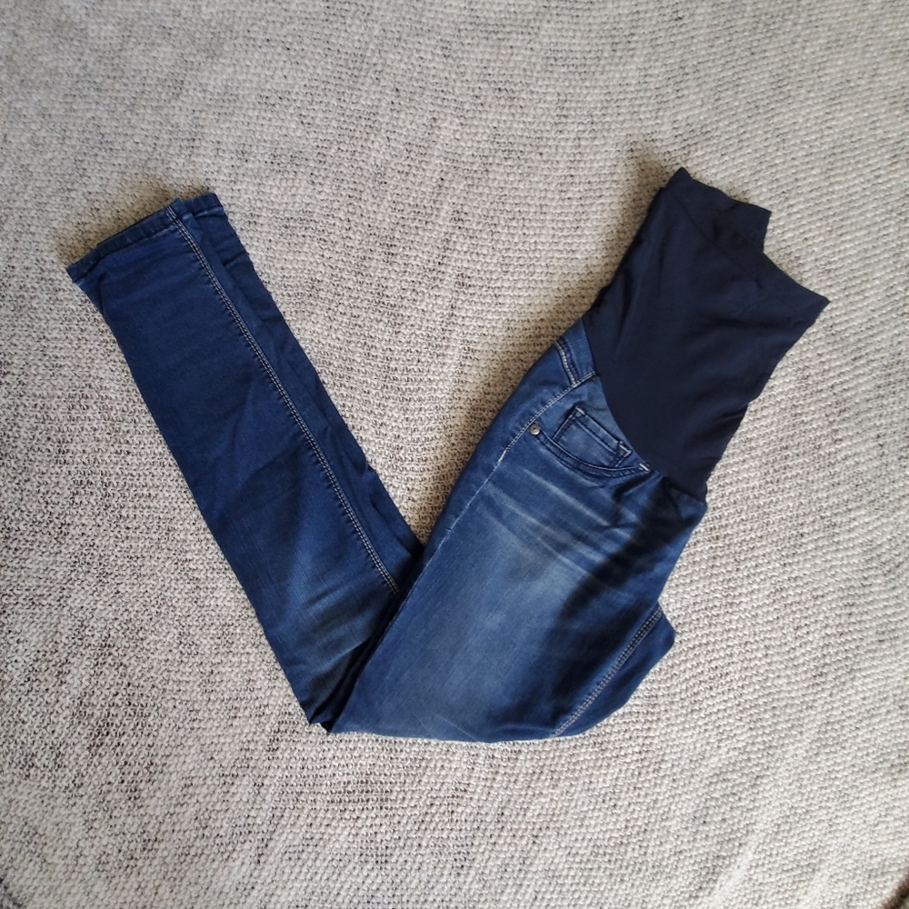 Indigo blue fully belly maternity skinny jeans